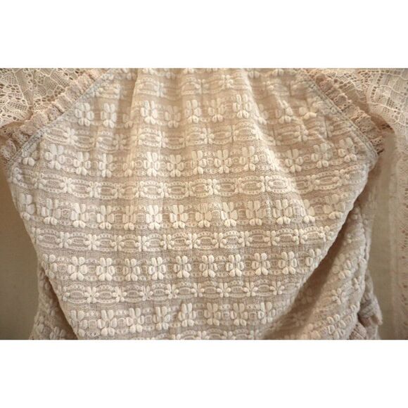 Free People OB1656955 Women's Sz S Cream L/S Lace My Party Top Blouse - Picture 4 of 8